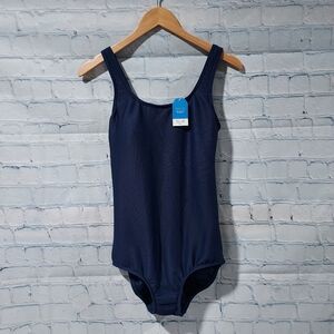 Lands' End Womens Size 10L Swimsuit Navy Blue One Piece Creora Highclo New Long